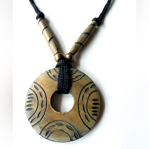 Vintage African necklace beaded and medallion